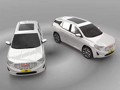 Two White Modern SUV Cars With Sunroof And Sleek Body Design 3d model