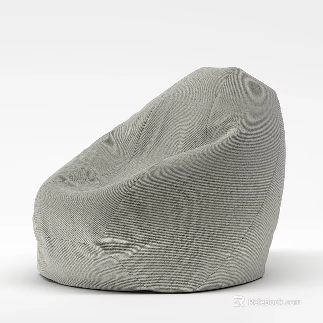 Comfortable Gray Textured Bean Bag Chair for Living Room Relaxation 3d model 
