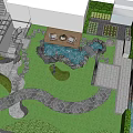 Tranquil Courtyard Garden Design With Water Pond Stone Pathways And Lush Plants