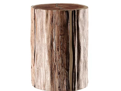 Natural Wooden Side Table With Stump Design And Rustic Texture For Home Decor 3d model