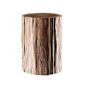 Natural Wooden Side Table With Stump Design And Rustic Texture For Home Decor