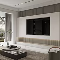 Modern Living Dining Area Interior With Floor to Ceiling Windows TV Wall and Natural View