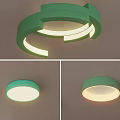 Modern Green Curved Ceiling Light With Circular Design And Illumination 3d model