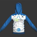 Blue and White Hoodie With 4Gcas Logo And Circular Front Design