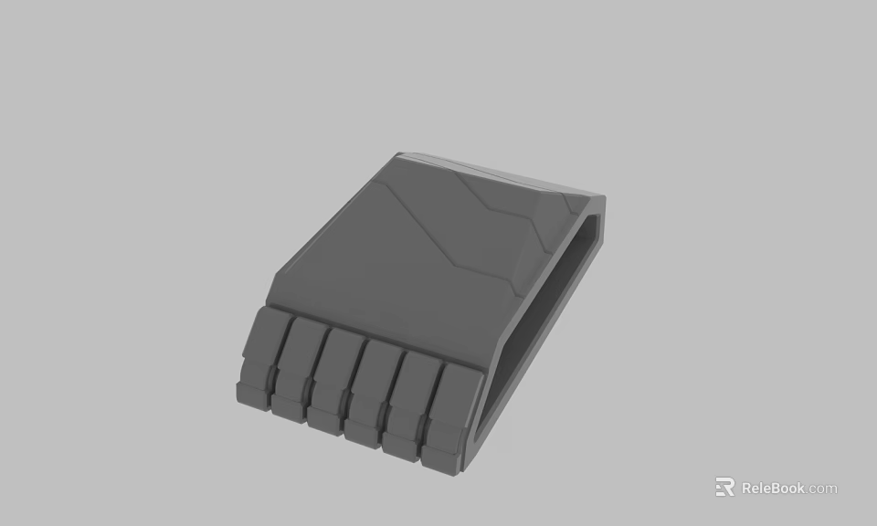 Gray 3D Model Component With Parallel Strips And Angled Edges Design 3d model 