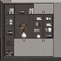 Modern White And Dark Wood Bookshelf With Books Decorative Vase And Ornaments