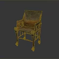 Antique Single Chair With Carved Wooden Legs And Distressed Finish Design