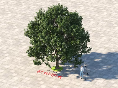 Lush Arbor On Square Paved Ground In Urban Square With Pedestrian And Street Lamp 3d model