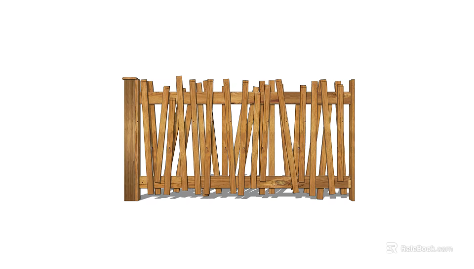 Wooden Fence With Vertical Slats And Natural Wood Finish For Outdoor Spaces 3d model 
