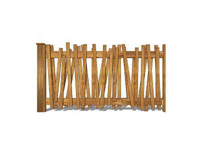 Wooden Fence With Vertical Slats And Natural Wood Finish For Outdoor Spaces 3d model