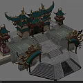 Ancient Chinese Architecture Traditional Design With Curved Eaves Golden Brackets And Stone Steps