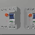 Industrial Circuit Breakers With White Housing Orange Blue Buttons And Safety Protection Interfaces