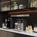 Elegant Modern Coffee Machine And Tea Supplies On Home Kitchen Counter