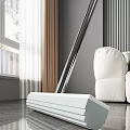 Modern Cleaning Mop For Living Room Wooden Floor With Sofa And Window Background
