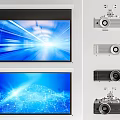 Modern Projector Projection Screen Combination 3d model