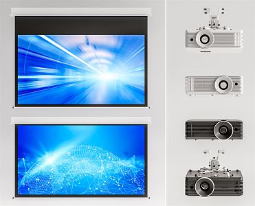 Modern Projector Projection Screen Combination 3d model