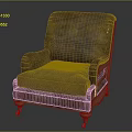 Vintage Brown Leather Armchair With Armrests Wheeled Legs And Stitched Details
