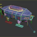 Blue Metallic Modular Structure Design With Support Legs Platforms And Ladders