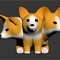 Adorable Orange And White Corgi Stuffed Toys With Black Eyes Nose And Tongue Out