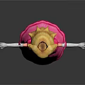 Elegant Princess Character With Pink Gown Crown Blonde Hair And Arms Outstretched
