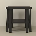 Black Modern Side Table with Square Top Lower Shelf and Simple Design