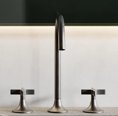 Modern Black Kitchen Faucet With Dual Handles And Minimalist Wall Design 3d model