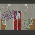 Silver Subway Train With Red Doors Windows And Reflection On Smooth Black Surface