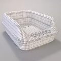 White Brown Open Top Cat Litter Box With Litter Granules And Splash Guard