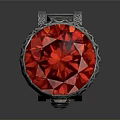 Elegant Decorative Ring With Red Gemstone And Intricate Patterned Metallic Band 3d model