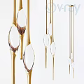 Elegant Modern Chandelier With Golden Frame And Transparent Crystal Pendants