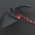 Mythical Dragon Game and Movie Character With Red Cracked Glowing Body And Black Wings