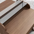Modern Wooden Dressing Table With Mirror Drawer And Matching Stool 3d model
