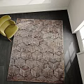 Modern Square Area Rug With Geometric Hexagon Pattern In Neutral Tones For Living Room