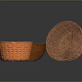 Set Of Three Orange Woven Baskets For Home Storage And Decorative Use