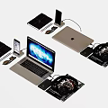 Modern Laptop Setup With Electronic Devices And Wireless Charging Accessories 3d model