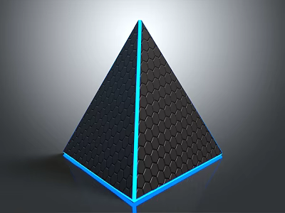 Modern Commercial Equipment with Pyramid Shape Honeycomb Texture and Blue Edges 3d model