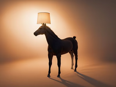 Horse Head Table Lamp with Warm Light and Elegant Shade Design 3d model
