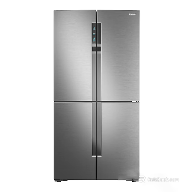 Modern Stainless Steel Four Door Refrigerator Freezer With Sleek Exterior And Efficient Cooling 3d model 