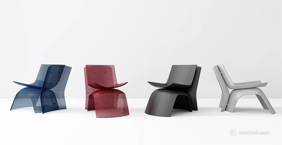 Modern Leisure Chairs in Multiple Colors with Sleek Design and Comfortable Structure 3d model