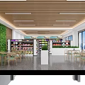 Spacious Modern Supermarket With Comfortable Seating Area And Full Range Of Neat Product Shelves