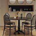 Middle ancient style log dining table and chair combination 3d model