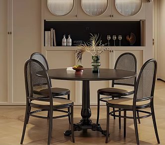 Middle ancient style log dining table and chair combination 3d model
