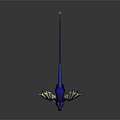 3D Blue Dragon Model with Horns and Wings Standing on Dark Background