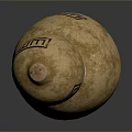 Gourd Shaped Two Tiered Household Item With Wooden Stopper Pink Band And Stamped Patterns