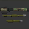 3D Model of Military Weapon With Camouflage Rocket Launcher And Yellow Rockets