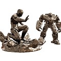 Modern Robot Sculpture Statue Iron Man Deformed Steel Hand Office 3d model