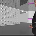 Contemporary Curved Wall Design With Neatly Arranged Compartments Colorful Light Strip And Midea Branding