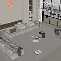 Modern sofa coffee table combination home 3d model