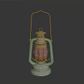 Vintage White Lantern With Metal Frame Glass Shade And Handle Design