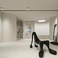 Modern Hotel Room Interior With Fireplace Black Chair Sofa And Bathtub